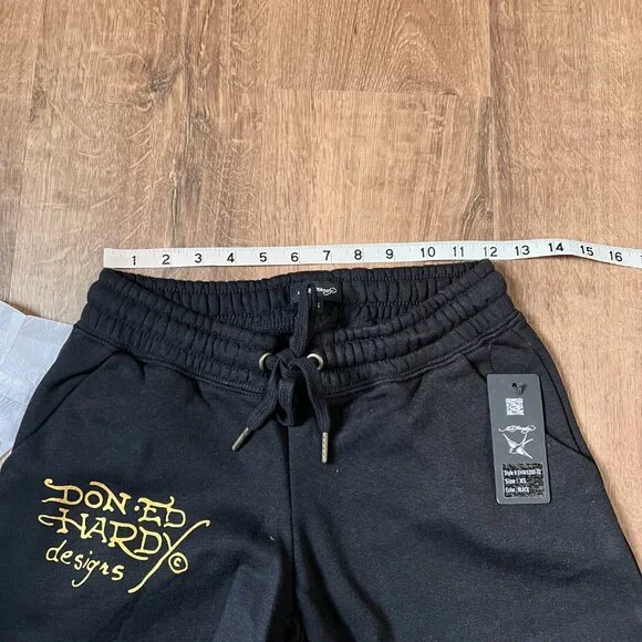 NEW Ed Hardy Tiger Tattoo Wide Leg Black Jogger Sweatpants Y2K - Picture 10 of 12